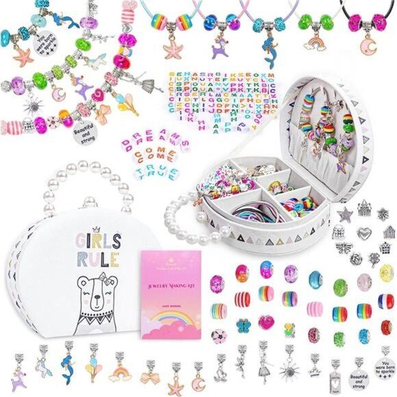 Charm Bracelet Making Kit Girls 250 Crystal Beads Letter Beads Bracelet Charms - Picture 1 of 6